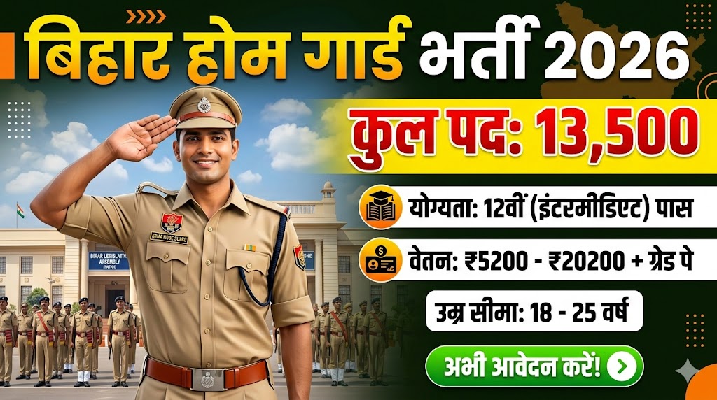 Bihar Home Guard Bharti 2026: बिहार में 13,500 पदों पर होगी होम गार्ड की भर्ती, 12वीं पास कर सकेंगे आवेदन